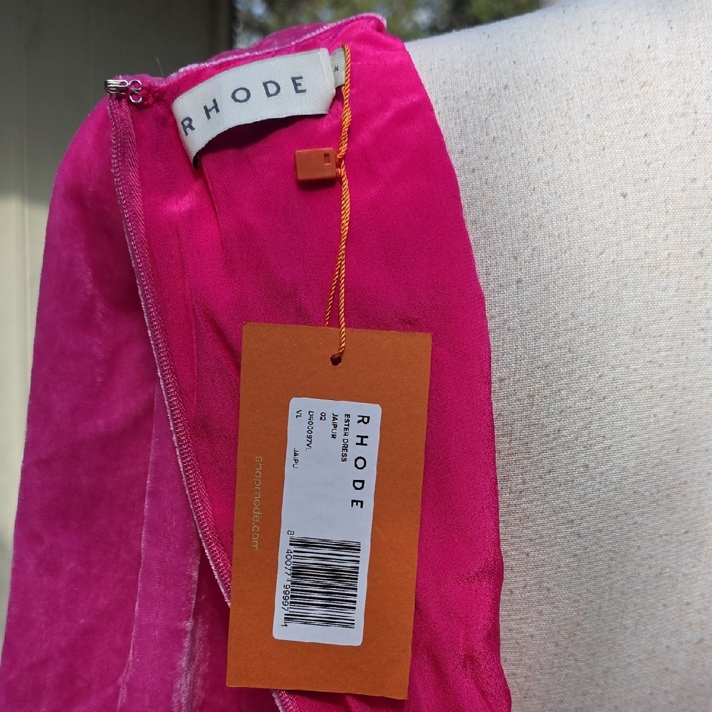 RHODE Bright Pink Puff-Sleeve Midi Dress - Picture 6 of 7
